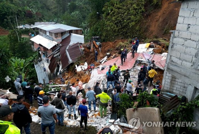 콜롬비아 남서부서 폭우로 산사태…최소 19명 사상