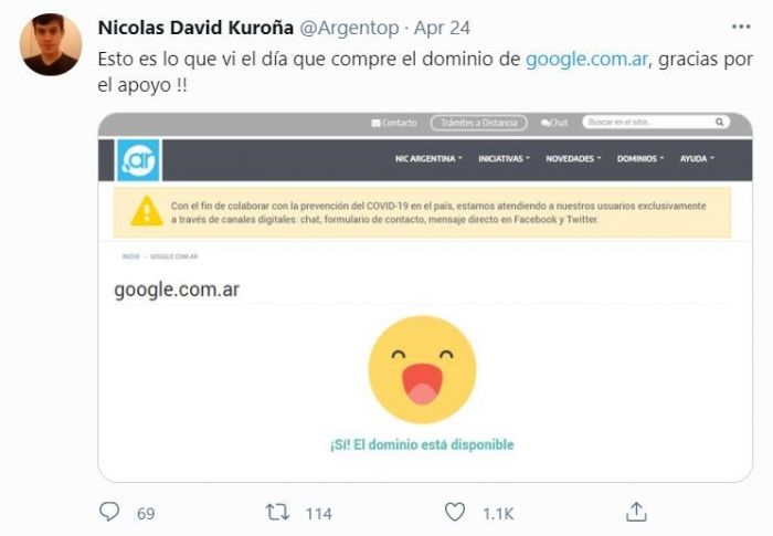 구글 주소가 단돈 3천원?…뜻밖에 도메인 손에 넣었던 아르헨인