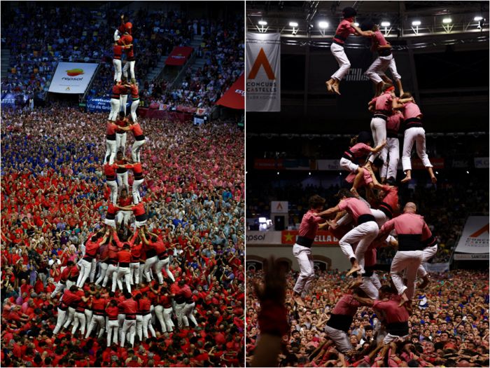몸으로 쌓은 '9층 인간 탑'…스페인서 신기록 나왔다